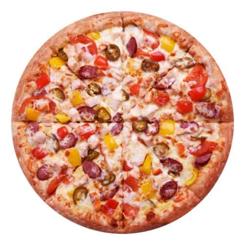 Свежая пицца «Мексикано» с разнообразными начинками, хрустящей корочкой и расплавленным сыром. Отличный выбор для любителей поострее.